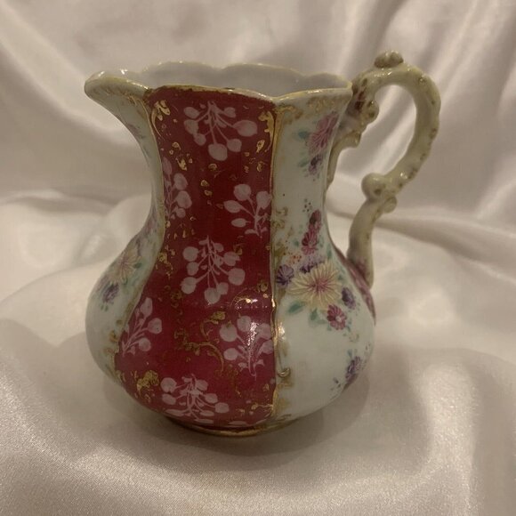 Pitcher. Small. Ornate. Hand Painted. Unbranded or marked. Porcelain. AL - Picture 1 of 6